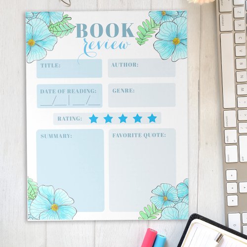 Charming Aqua Blue Watercolor Floral Book Review
