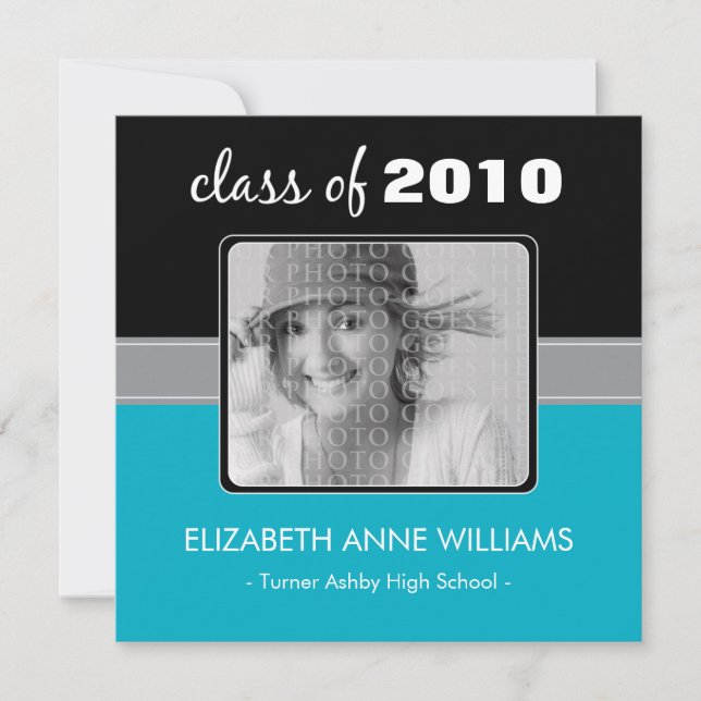 Charming Aqua Custom Graduation Announcement (Front)