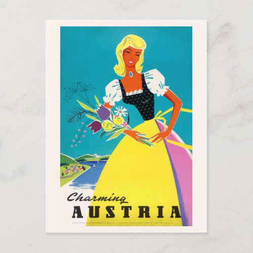 Charming Austria Vintage Travel Poster Postcard
