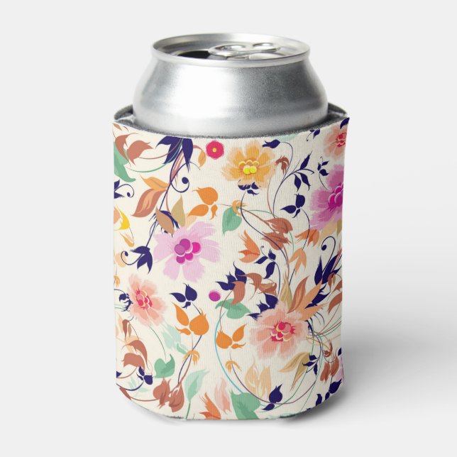 charming autumn colored floral can cooler (Can Front)