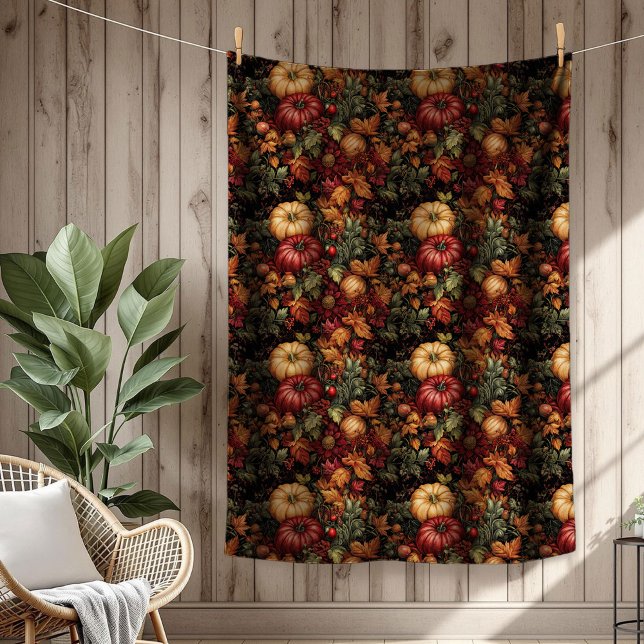 Charming Autumn Floral Blanket with Harvest Motifs (Charming Autumn Floral Blanket with Harvest Motifs)