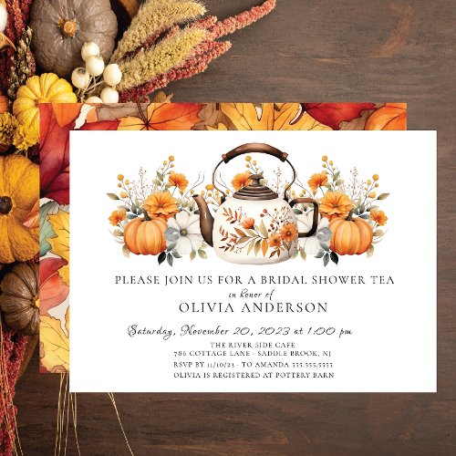 Charming Autumn Floral Bridal Tea Invitation