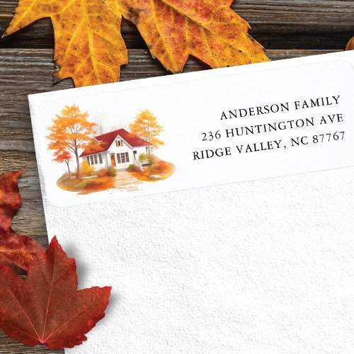 Charming Autumn House New Address Label