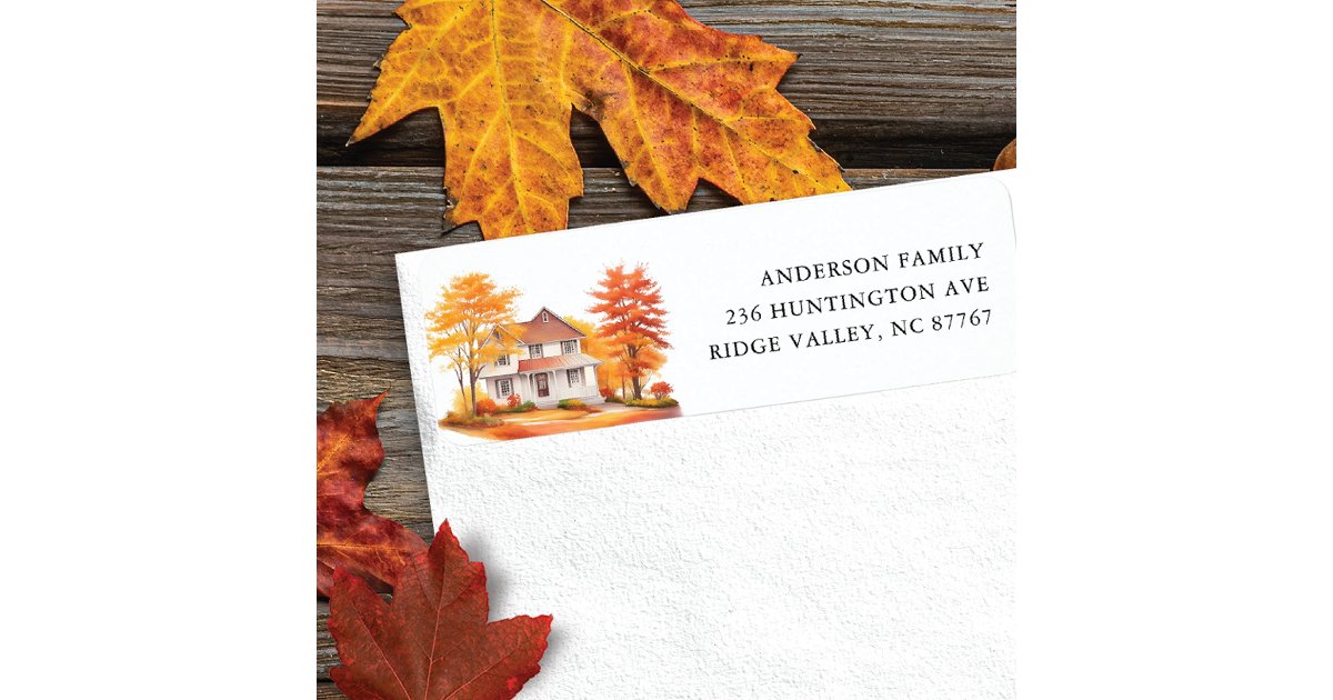 Charming Autumn House New Address Label | Zazzle