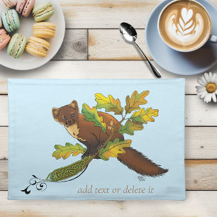 Charming Autumn Leaves Pine Marten Celtic Blue Cloth Placemat