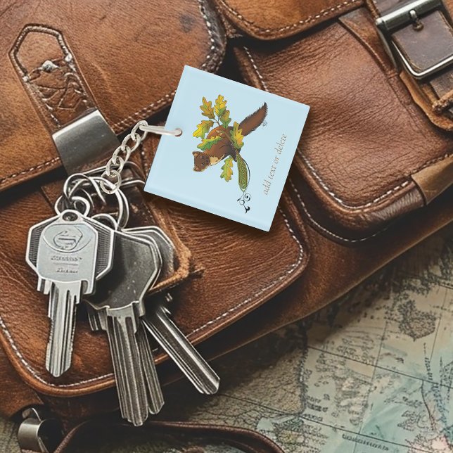 Charming Autumn Leaves Pine Marten Celtic Blue Keychain (Creator Uploaded)