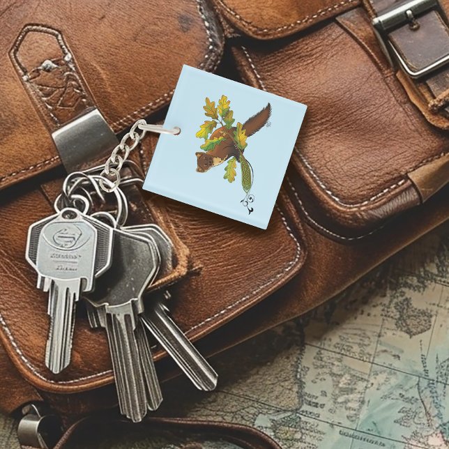 Charming Autumn Leaves Pine Marten Celtic Blue Keychain (Creator Uploaded)