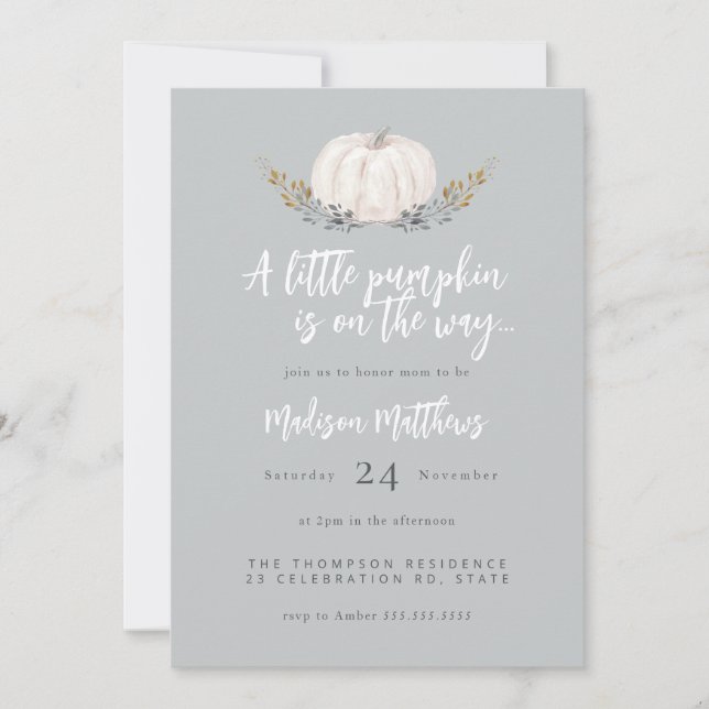 Charming Autumn 'Little Pumpkin' Baby Shower  Invitation (Front)
