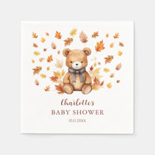 Charming Autumn Teddy Bear Baby Shower Napkins