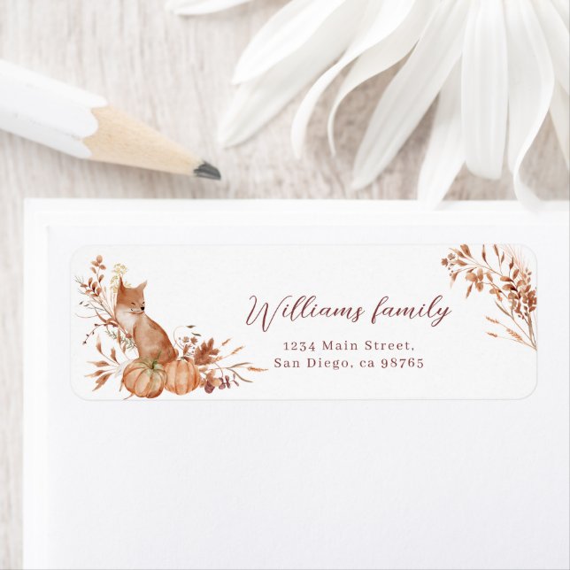 Charming Autumn Terracotta Baby Fox Pumpkin Label (Insitu)