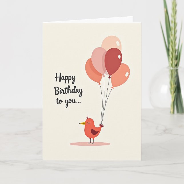 Charming Avian Birthday Card (Front)