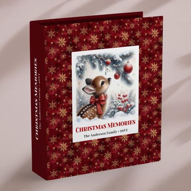 Charming Baby Fawn Snowy Forest Personalized Album 3 Ring Binder (Charming Baby Fawn Snowy Forest Personalized Album)