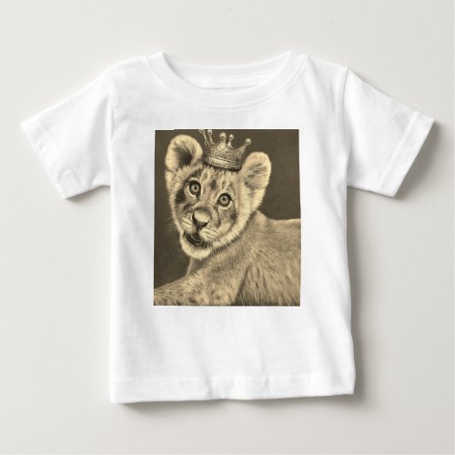 Charming Baby lion with Crown Design Baby T_Shirt