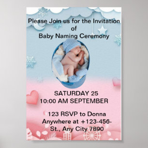 Charming Baby Naming Ceremony Invitation Poster