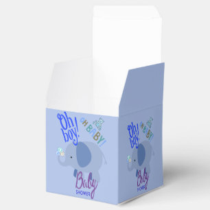 Charming Baby Shower Blue Elephant and Teddy Bear Favor Boxes