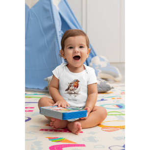 Charming Backyard Robin, custom Baby Bodysuit