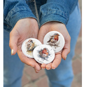 Charming Backyard Robin, custom Button