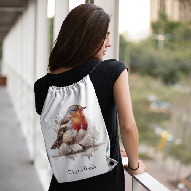 Charming Backyard Robin, custom Drawstring Bag (Creator Uploaded)