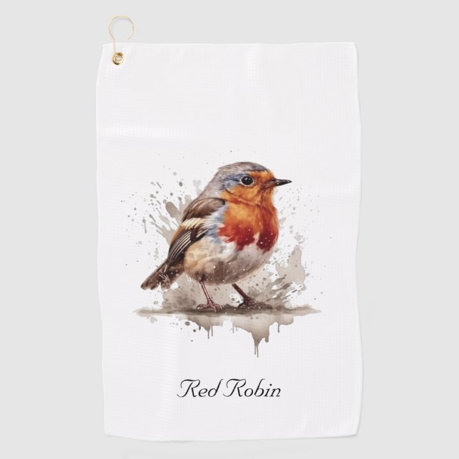 Charming Backyard Robin, custom Golf Towel (Front)