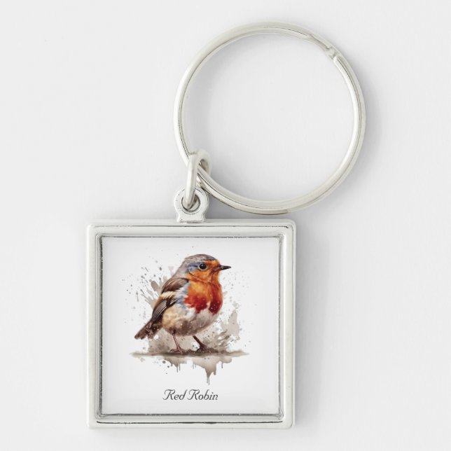 Charming Backyard Robin, custom Keychain (Front)