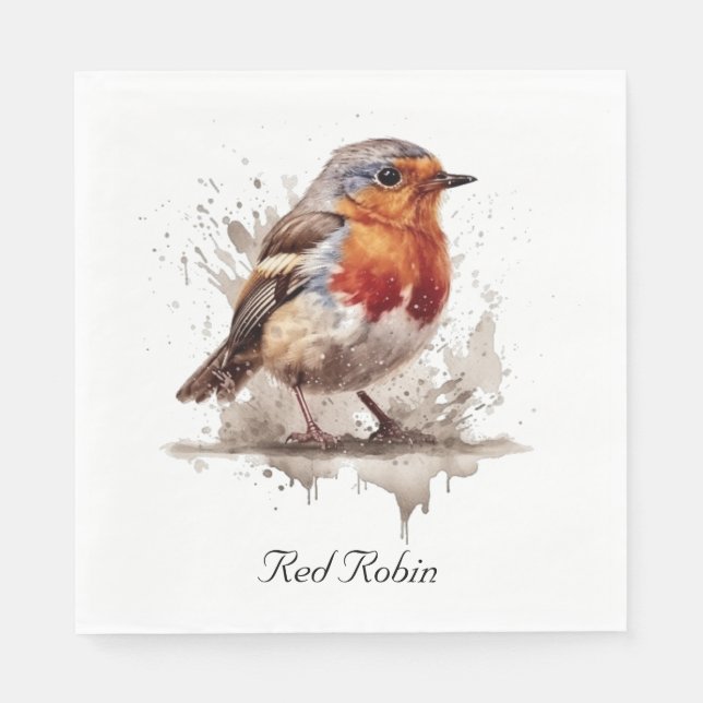 Charming Backyard Robin, custom Napkins (Front)