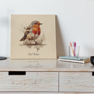 Charming Backyard Robin, custom Wood Wall Art