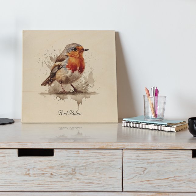 Charming Backyard Robin, custom Wood Wall Art (Creator Uploaded)