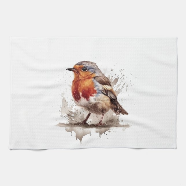 Charming Backyard Robin Kitchen Towel (Horizontal)