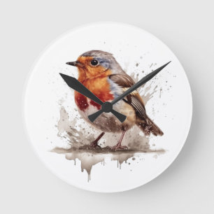 Charming Backyard Robin Round Clock