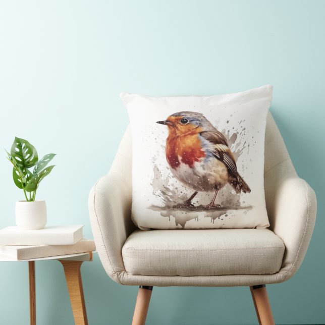 Charming Backyard Robin Throw Pillow (Chair)