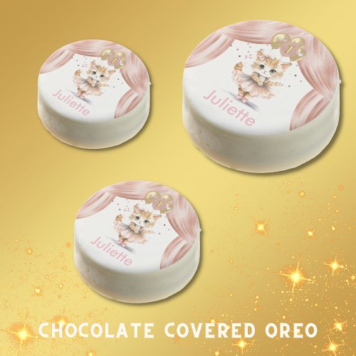 Charming Ballerina Cat First Birthday Girl Name Chocolate Covered Oreo