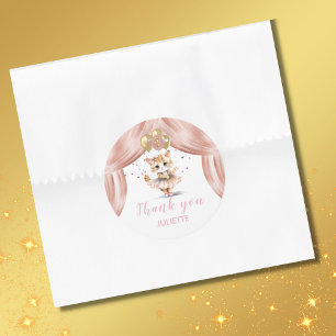 Charming Ballerina Cat First Birthday Girl Name Classic Round Sticker