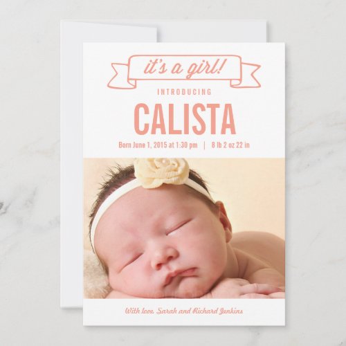 Charming Banner Birth Announcements - Girl