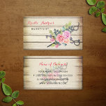 Charming Barn Wood Scissors And Roses Hairstylist Business Card at Zazzle
