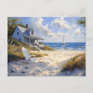 Charming Beachfront Cottage Scenic Ocean View Postcard