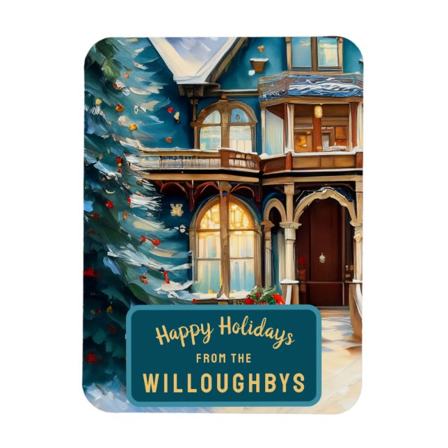 Charming Bed N Breakfast Victorian House Christmas Magnet (Vertical)
