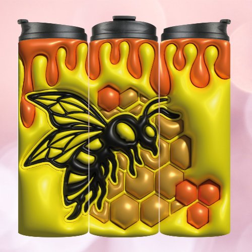 Charming bee and honeycomb design 3d Inflated Thermal Tumbler