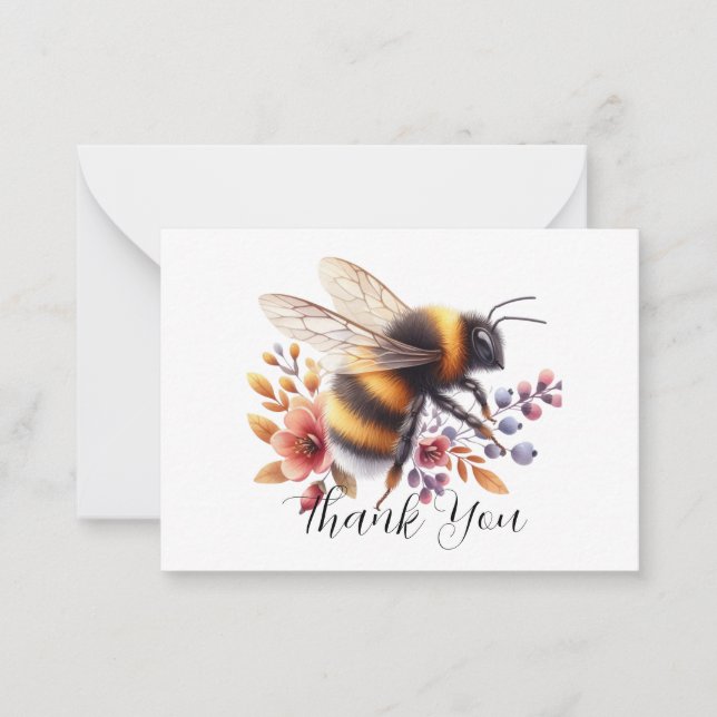 Charming Bee Thank You Note Card (Front)