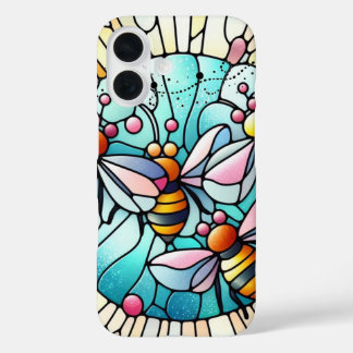 Charming Bees Stain Glass Effect iPhone 16 Case