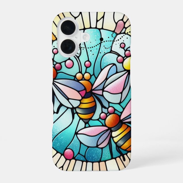 Charming Bees Stain Glass Effect Iphone Case (Back)