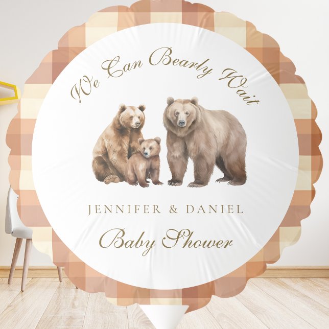 Charming Beige Bear Family We Can Bearly Wait Balloon (Creator Uploaded)