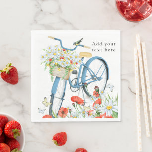 Charming Bicycle Flowers Nature Napkins