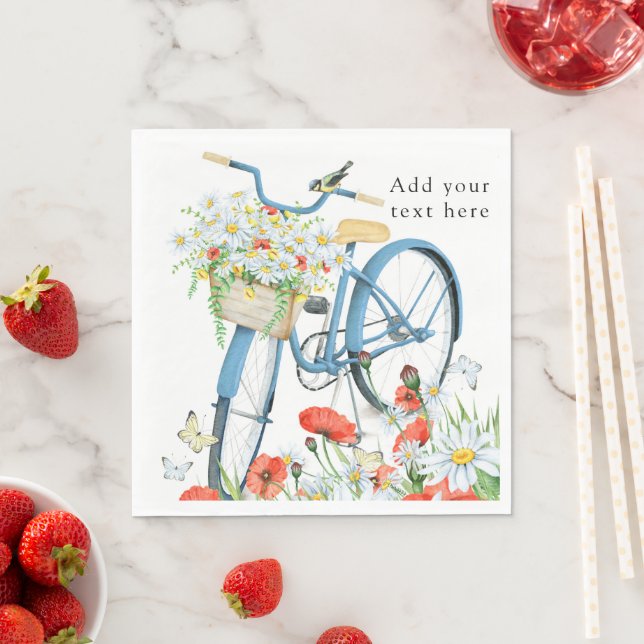 Charming Bicycle Flowers Nature Napkins (Insitu)