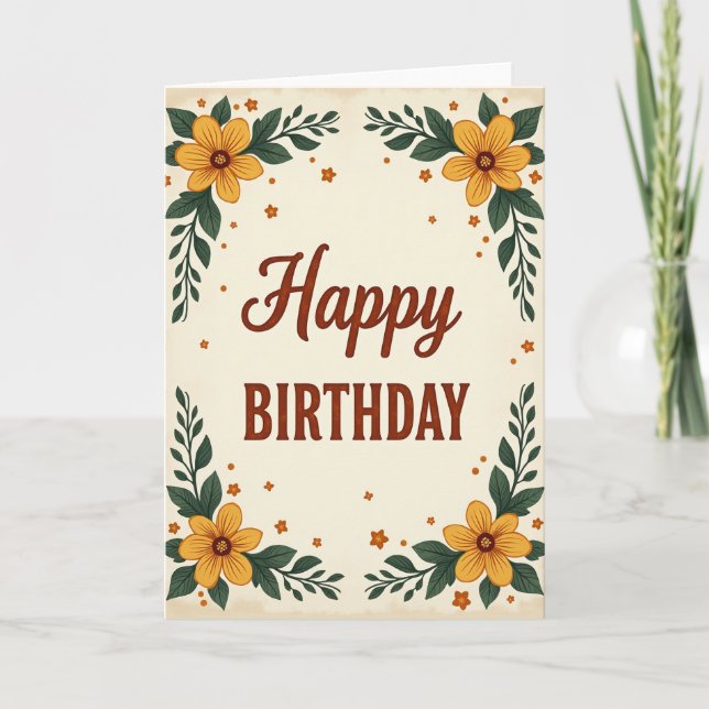 Charming Birthday Flower Card (Front)