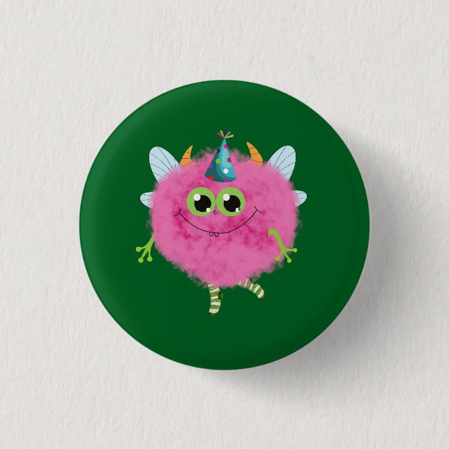 Charming birthday monster button (Front)