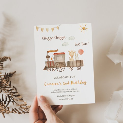 Charming Birthday Train Invitation 