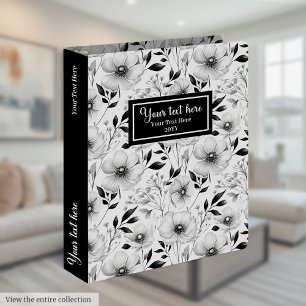 Charming black and white custom name binder