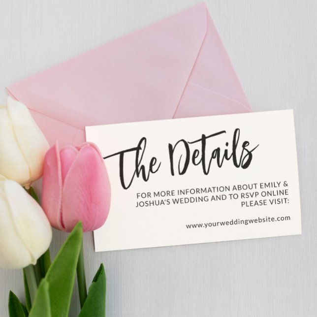 Charming Black Calligraphy Wedding Details Enclosure Card (Creator Uploaded)