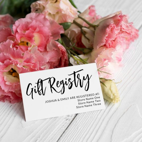 Charming Black Calligraphy Wedding Registry Enclosure Card