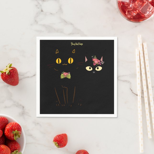 Charming Black Cats Yellow Eyes  Napkins (Insitu)